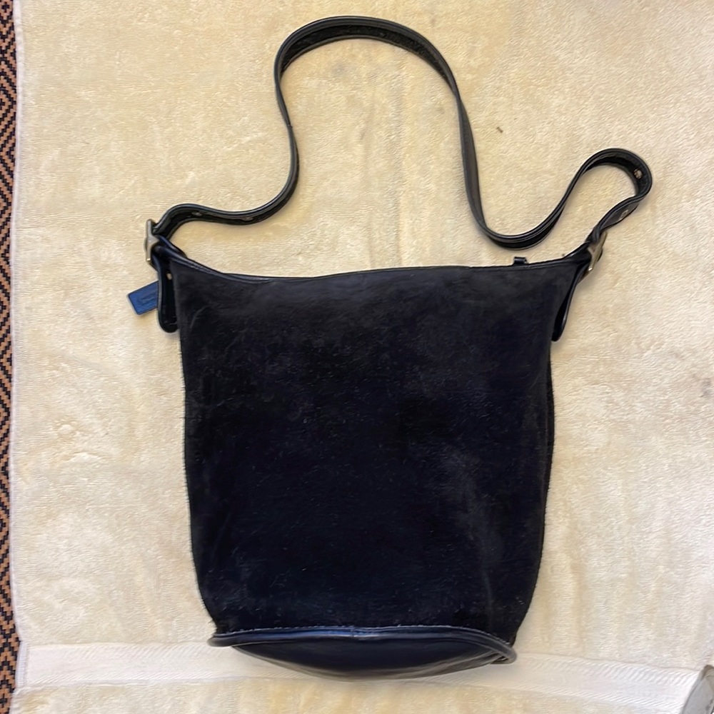 Vintage Coach Suede Berkeley Duffle Sac 9010 black with antiqued brass hardware